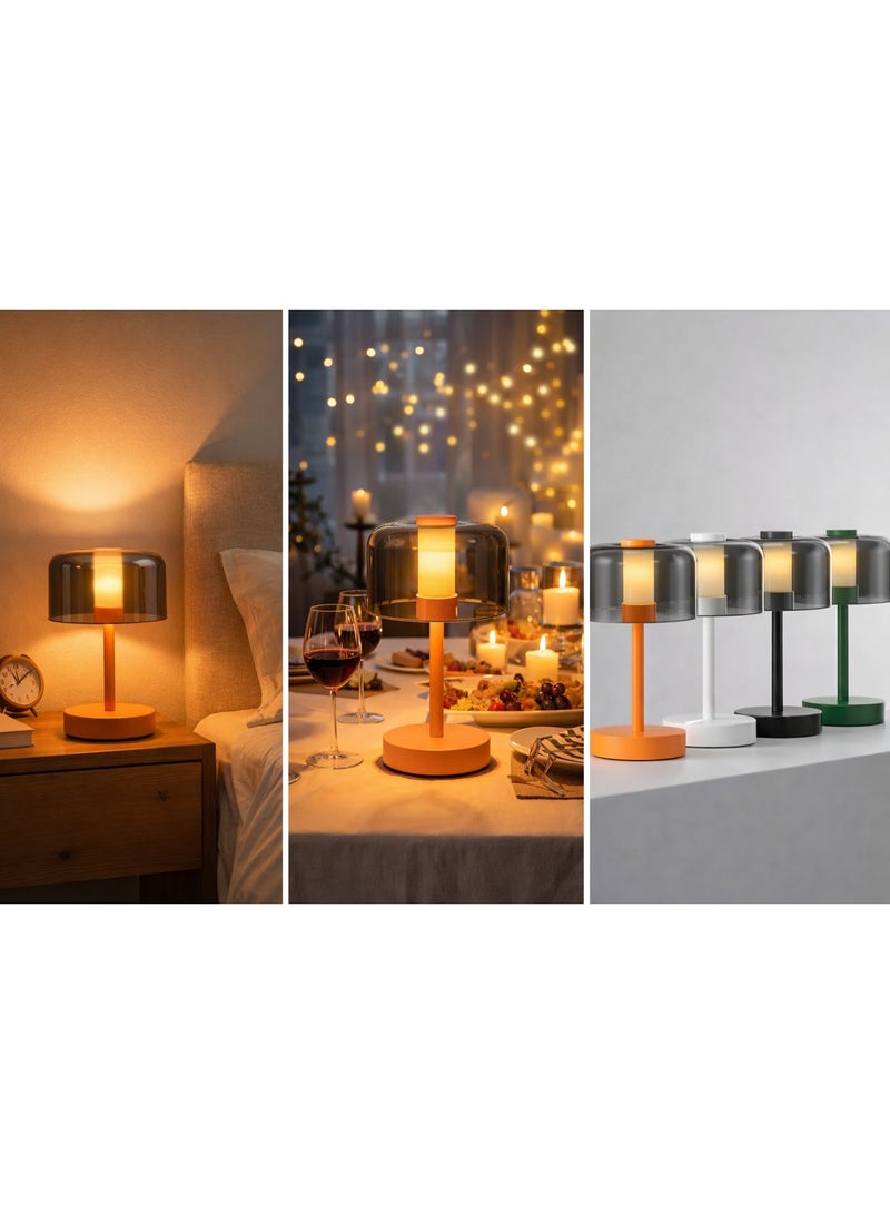 HIAS Effortless Glow Rechargeable LED Table Lamp – Touch Sensor Cordless Desk Light with 3 Brightness Levels, Warm White & Neutral Light, USB/Battery Operated Portable Night Lamp for Bedroom, Bedside, Office, Restaurant, Hotel & Bar Decor (Orange) - Image 4